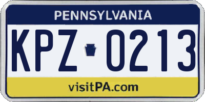 PA license plate KPZ0213