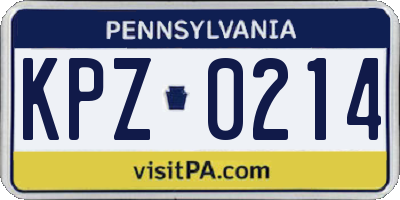 PA license plate KPZ0214