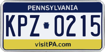 PA license plate KPZ0215