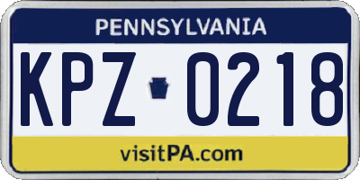 PA license plate KPZ0218