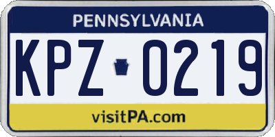 PA license plate KPZ0219
