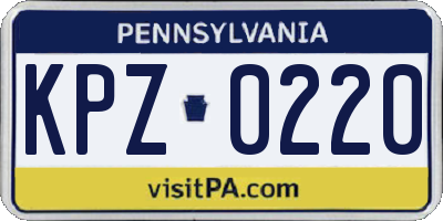 PA license plate KPZ0220