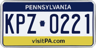 PA license plate KPZ0221