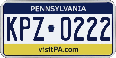 PA license plate KPZ0222