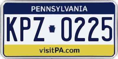 PA license plate KPZ0225