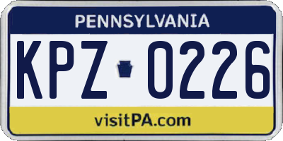 PA license plate KPZ0226
