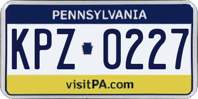 PA license plate KPZ0227