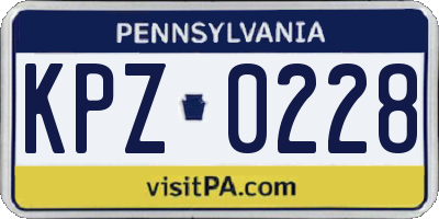PA license plate KPZ0228