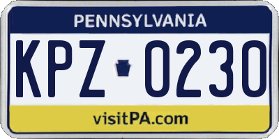 PA license plate KPZ0230