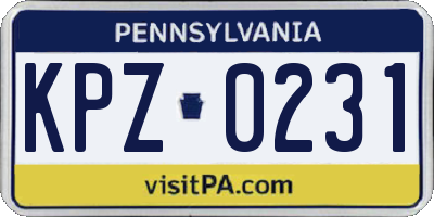 PA license plate KPZ0231
