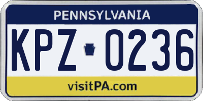 PA license plate KPZ0236