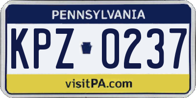 PA license plate KPZ0237