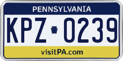 PA license plate KPZ0239