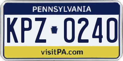 PA license plate KPZ0240