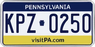 PA license plate KPZ0250
