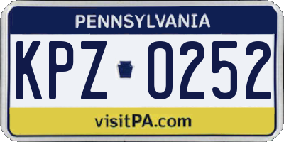 PA license plate KPZ0252
