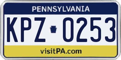 PA license plate KPZ0253