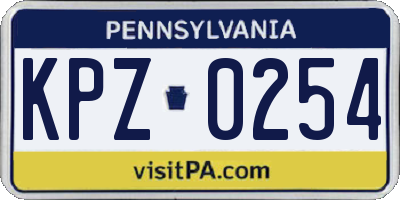 PA license plate KPZ0254