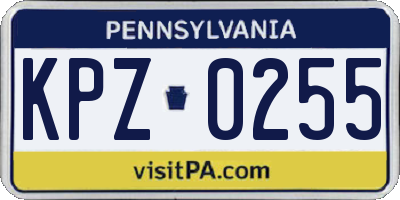 PA license plate KPZ0255