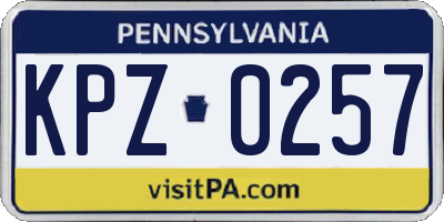PA license plate KPZ0257