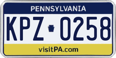PA license plate KPZ0258