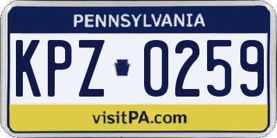 PA license plate KPZ0259