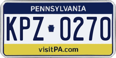 PA license plate KPZ0270