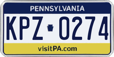 PA license plate KPZ0274