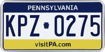 PA license plate KPZ0275