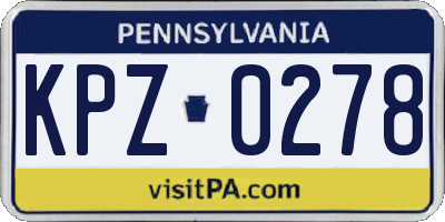 PA license plate KPZ0278