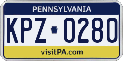 PA license plate KPZ0280