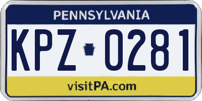 PA license plate KPZ0281