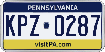 PA license plate KPZ0287