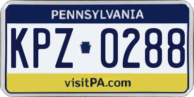 PA license plate KPZ0288