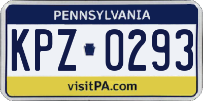 PA license plate KPZ0293