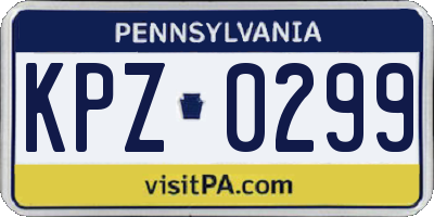 PA license plate KPZ0299