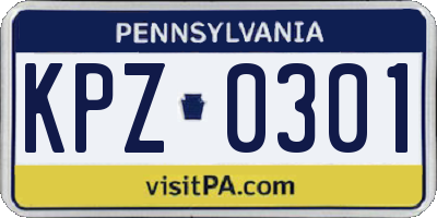 PA license plate KPZ0301