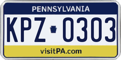 PA license plate KPZ0303