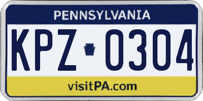PA license plate KPZ0304