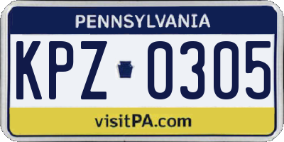 PA license plate KPZ0305