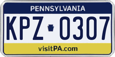 PA license plate KPZ0307
