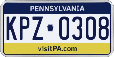PA license plate KPZ0308