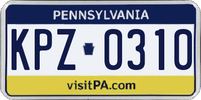PA license plate KPZ0310