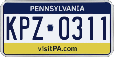 PA license plate KPZ0311