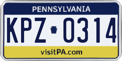 PA license plate KPZ0314