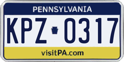 PA license plate KPZ0317