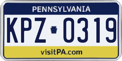 PA license plate KPZ0319