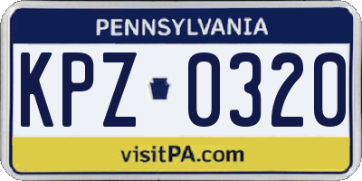 PA license plate KPZ0320