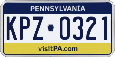 PA license plate KPZ0321
