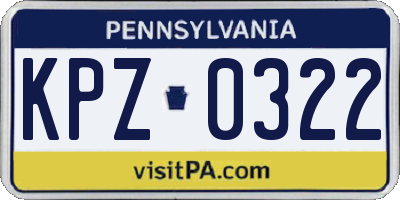 PA license plate KPZ0322